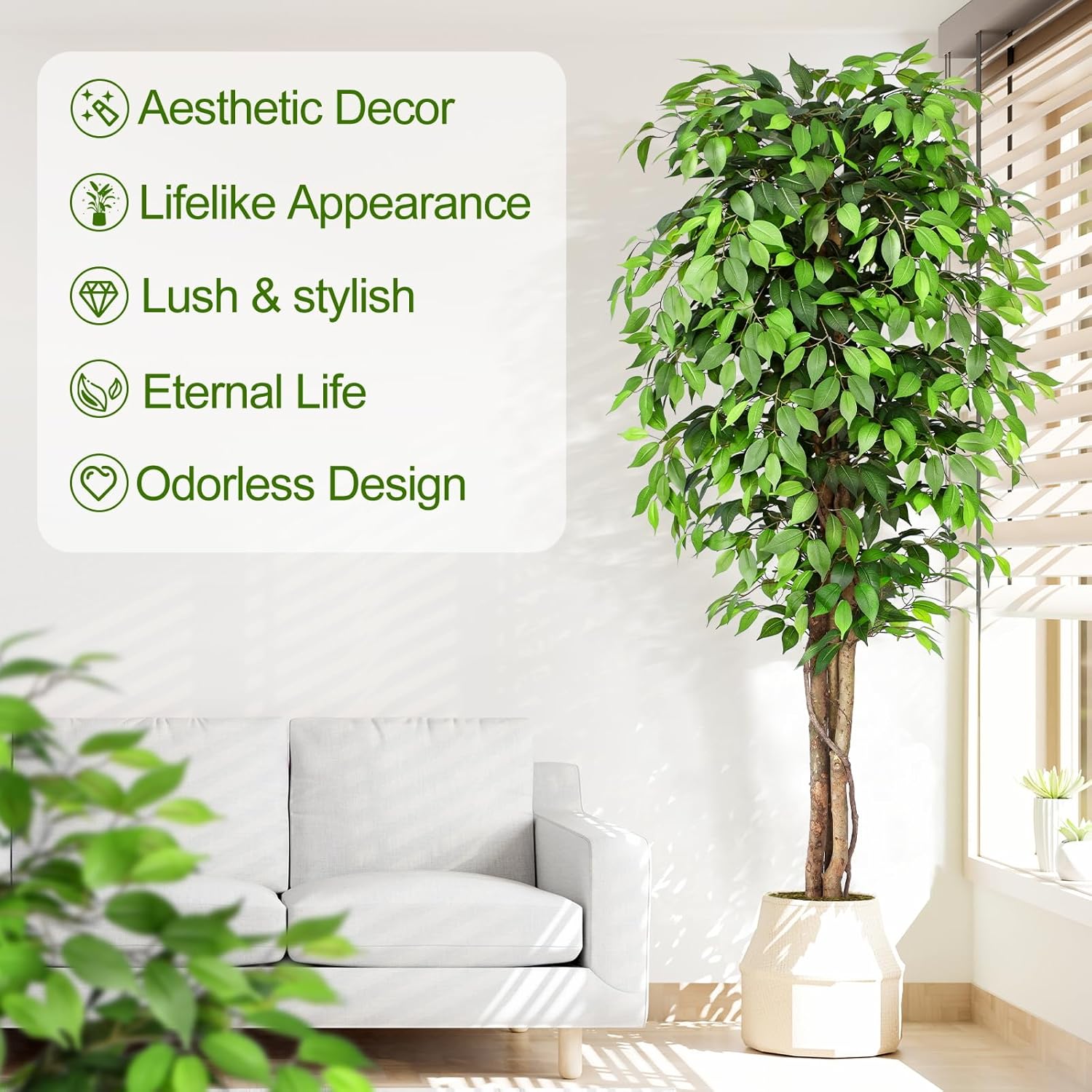 Cây sung nhân tạo trông như câ - đánh giá và giá Ficus Lyrata Tree